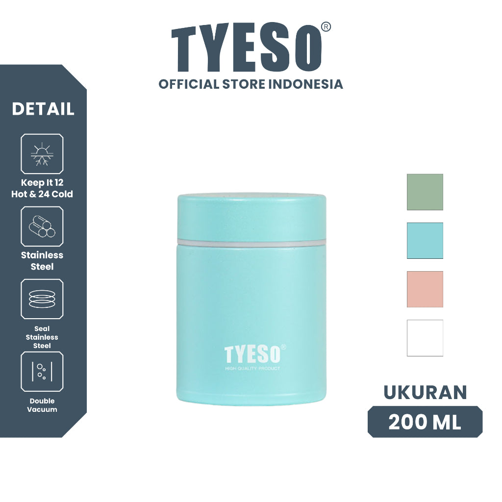 Food Jar TYESO TS-8762A Stainless Steel 200ML-Wadah Tempat Penyimpanan Bekal Makanan Tahan Panas Dan Dingin