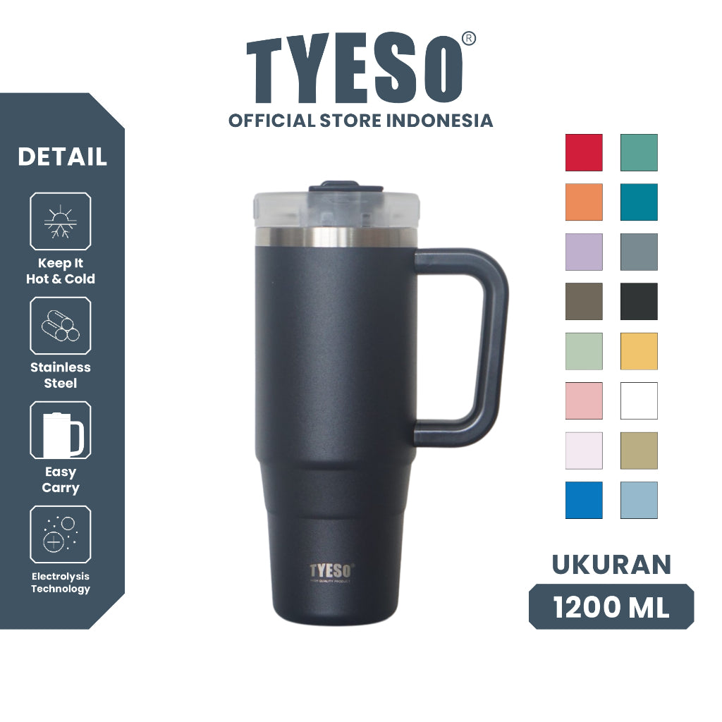 Tyeso Aura Tumbler Portable Stainless Coffee Cup 1200 mL TS-8868 Thermos Cup Vacuum Insulated