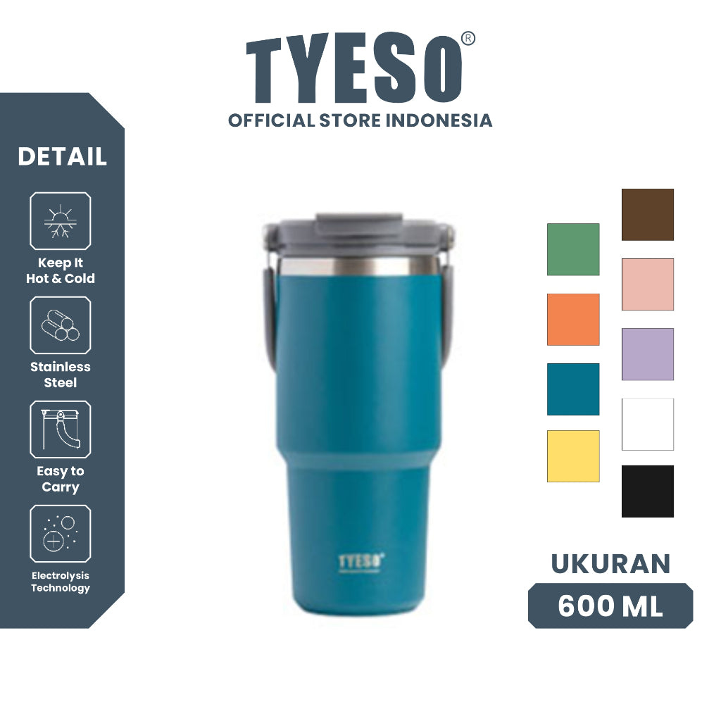Tyeso Roam Tumbler 600ml TS-8826 Tahan Panas & Dingin Stainless Steel Leak-Proof