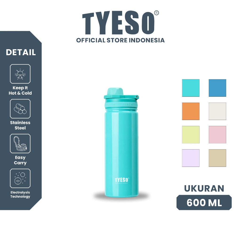 Tyeso Tumbler Botol Minum Stainless 600mL TS-8706C Sports Vacuum Insulated BPA FREE 20 Oz
