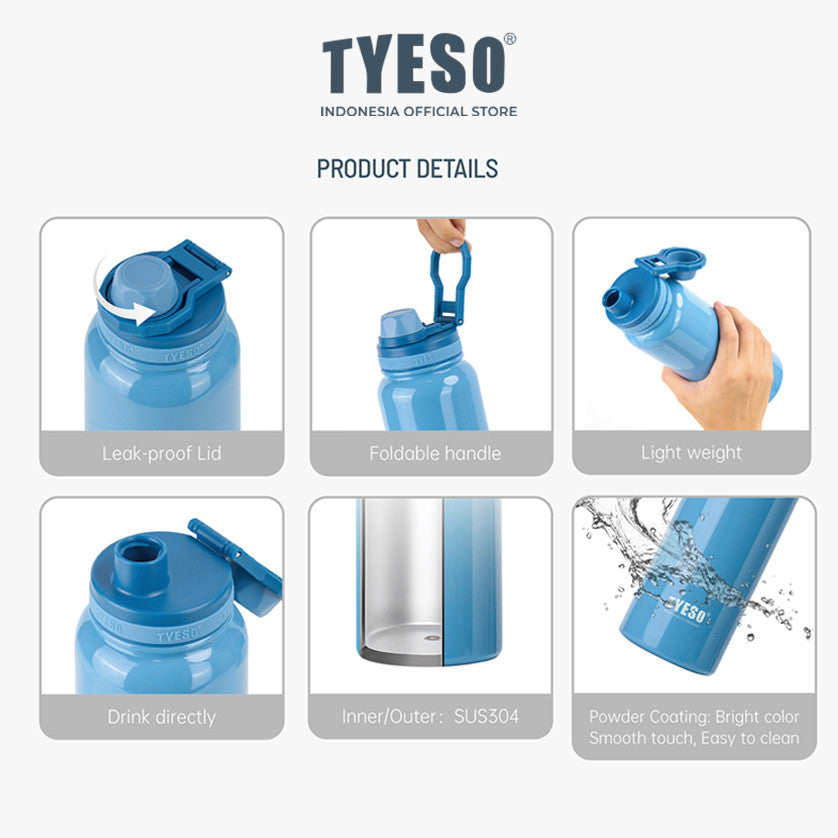 Tyeso Tumbler Botol Minum Stainless 750mL TS-8709C Sports Vacuum Insulated BPA FREE 25 Oz