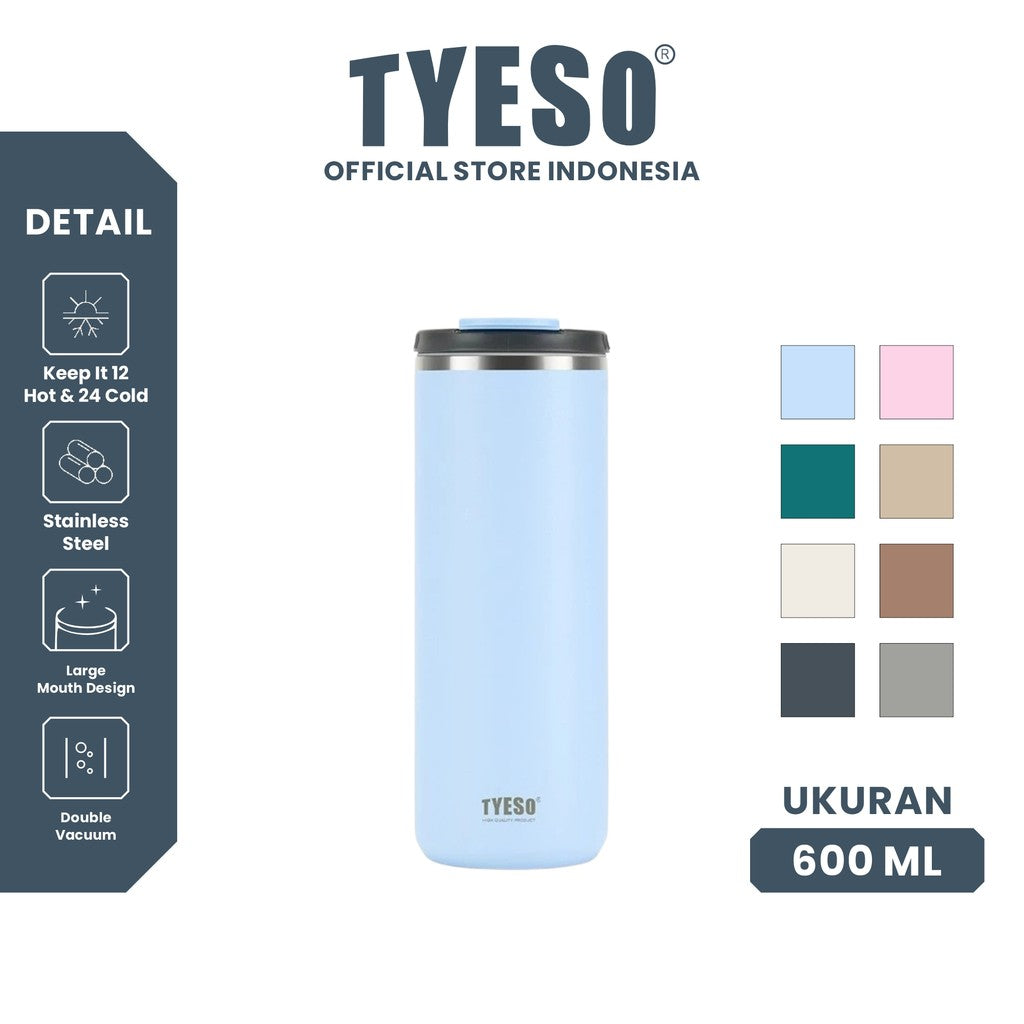 Tyeso Tumbler Botol Minum 600 Ml Thermos Cup Portable Stainless Steel Leak Proof 20 Oz TS-01027
