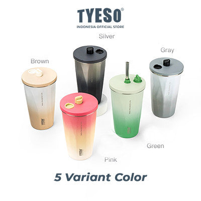 Tyeso Tumbler Gelas Kopi Gradasi Portable 600ml Stainless Steel Free Sedotan TS-8848 Original Resmi