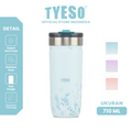 Tyeso Tumbler Floral Mist Blue Collection Insulated Soft Blue Stainless Steel Vacuum Cup BPA FREE