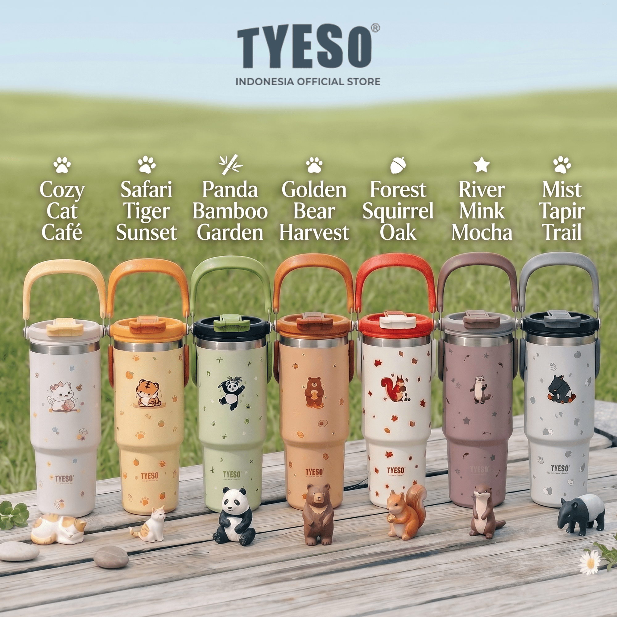 Tyeso Roam Tumbler 900ml  TS-01024 Stainless Steel Animal Edition Double Vacuum Insulated BPA FREE 30 Oz