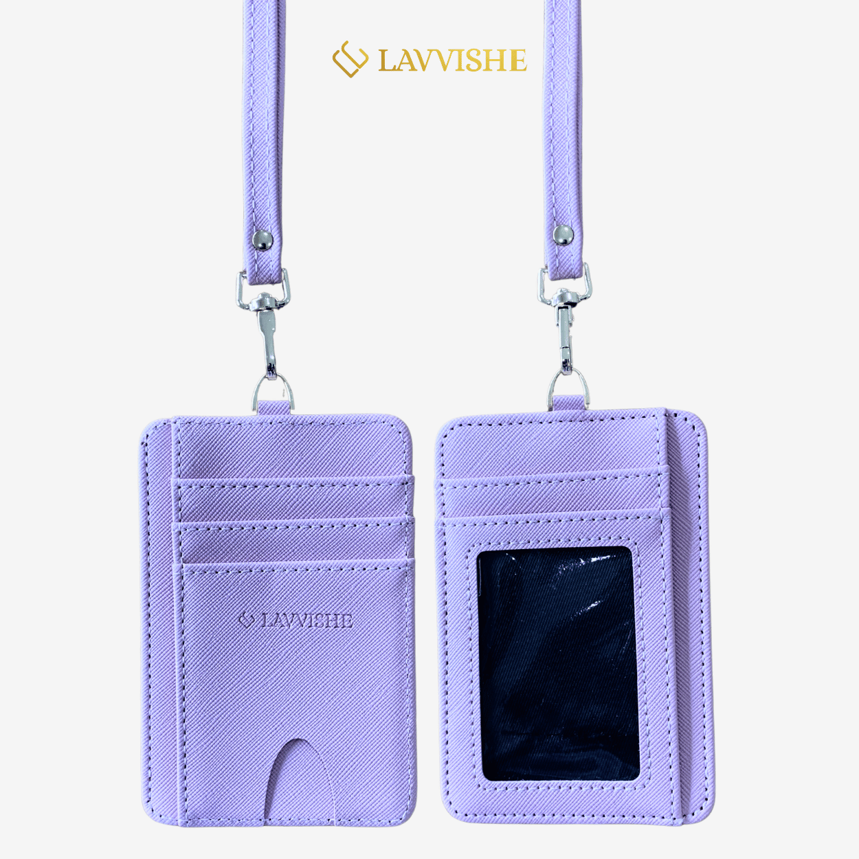 Lavvishe ID Card Holder Name Tag Kulit Hitam Coklat Menyimpan Kartu Identitas Profesional