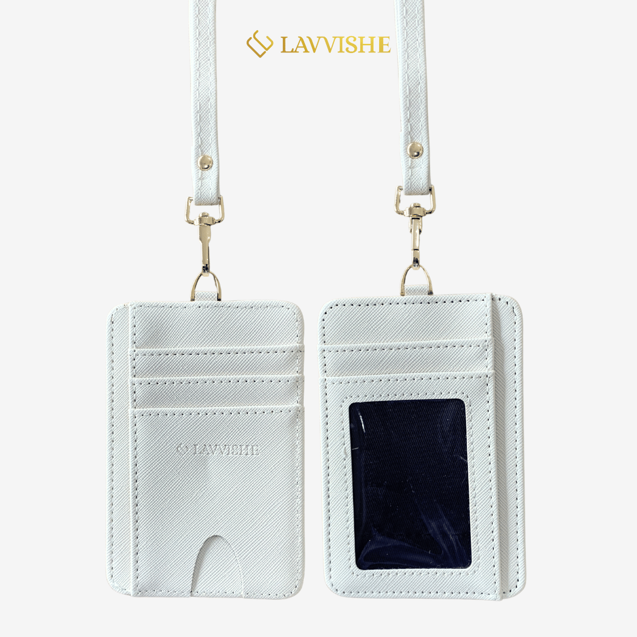 Lavvishe ID Card Holder Name Tag Kulit Hitam Coklat Menyimpan Kartu Identitas Profesional