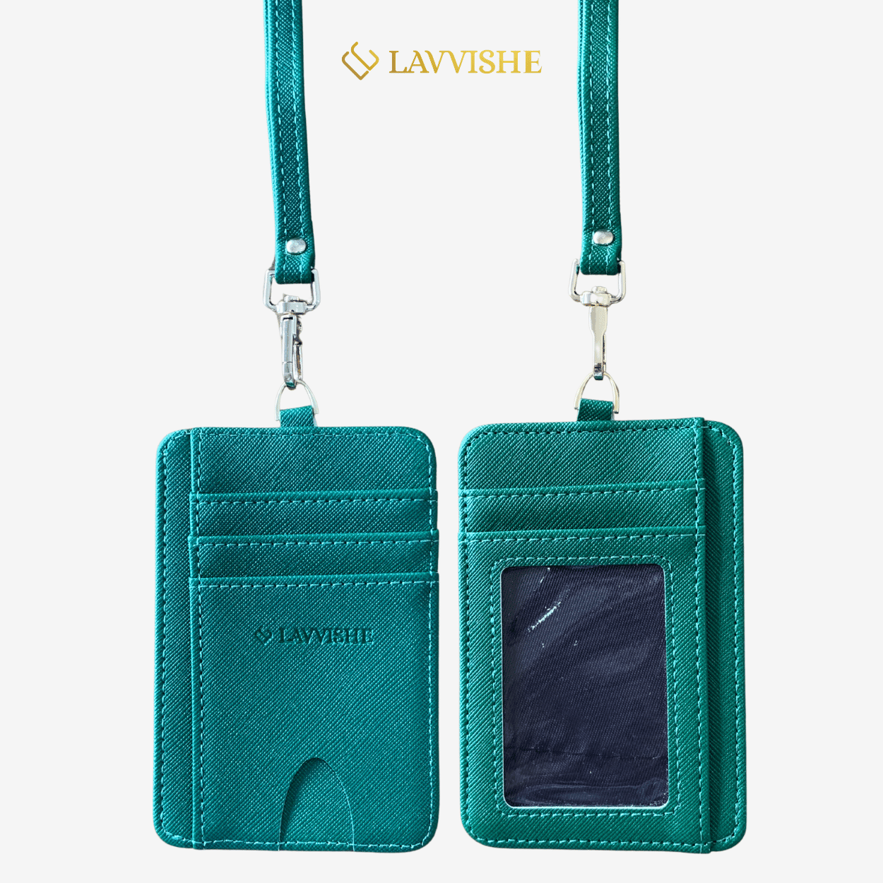 Lavvishe ID Card Holder Name Tag Kulit Hitam Coklat Menyimpan Kartu Identitas Profesional