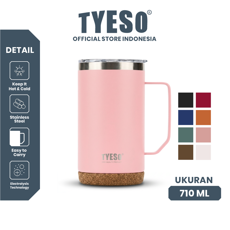 Tyeso Tumbler Mug Stainless Steel 710ml TS-8837 Gelas Motif Kayu Coffee Cup Vacuum Insulated