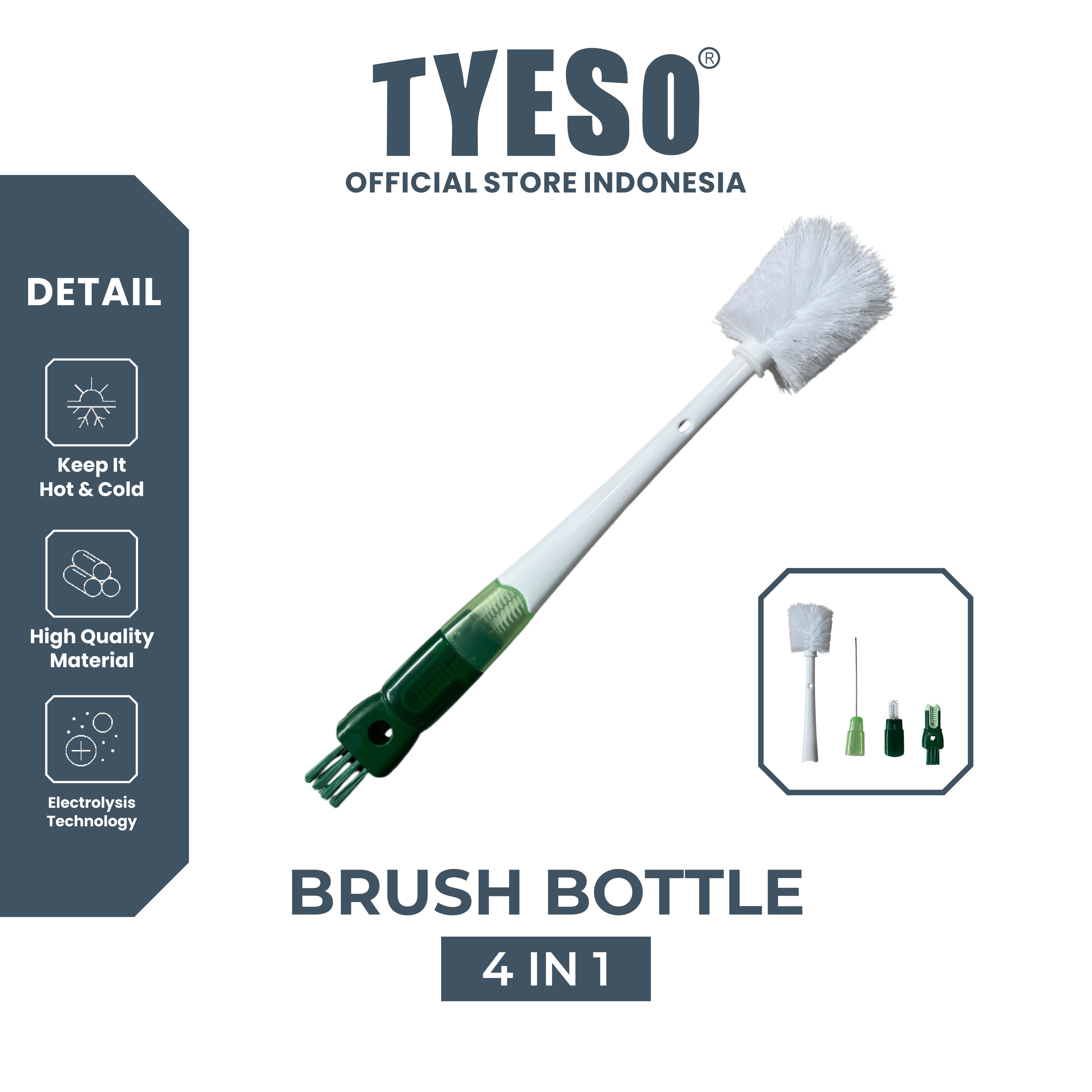 Tyeso Brush 5 in 1 Cleaner Bottle Brush Kit Sikat Pembersih Botol Dot Sedotan Multifungsi