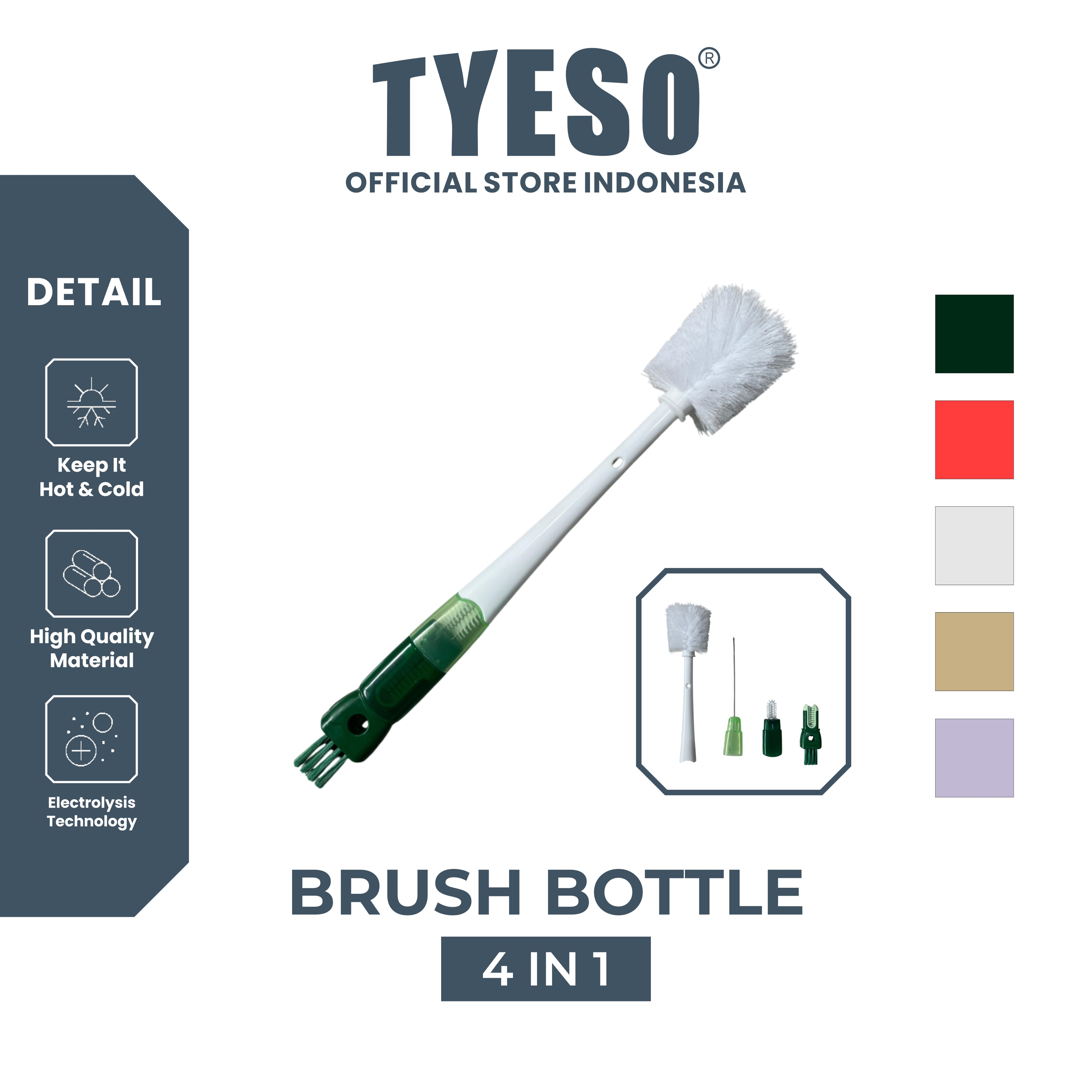 Tyeso Brush 5 in 1 Cleaner Bottle Brush Kit Sikat Pembersih Botol Dot Sedotan Multifungsi