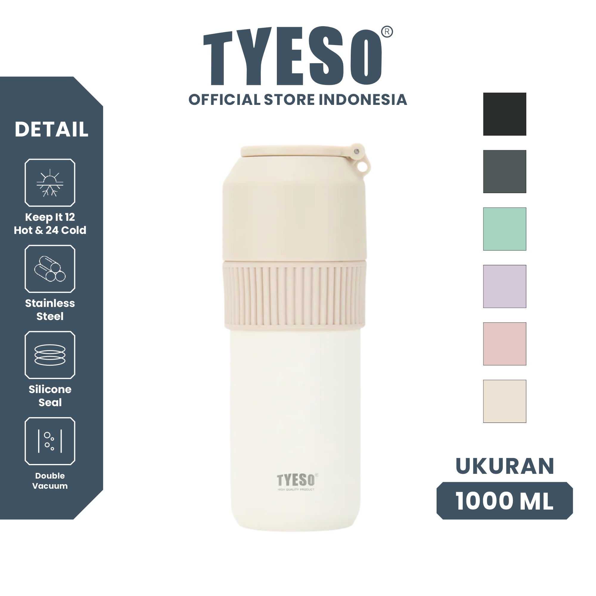 [NEW PRODUCT] Tyeso Pendingin Botol 900-1000ml Botol Minum Vaccum Insulated PET  Portable TS-01005 BPA FREE