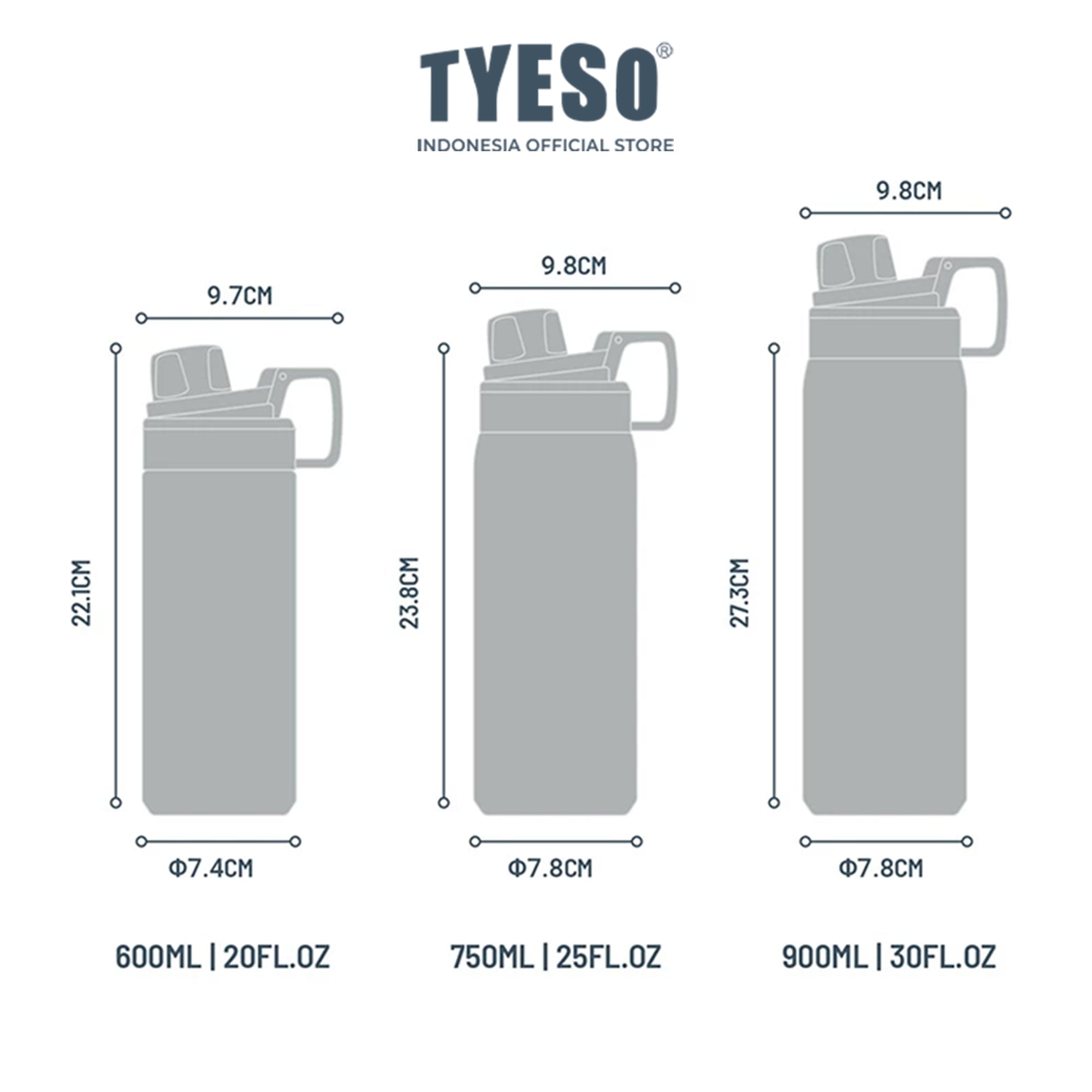 [ NEW PRODUCT ] Tyeso Tumbler Sport 750 ML Stainless Steel Vacuum Insulated With Handle TS-01009 BPA FREE 25 Oz