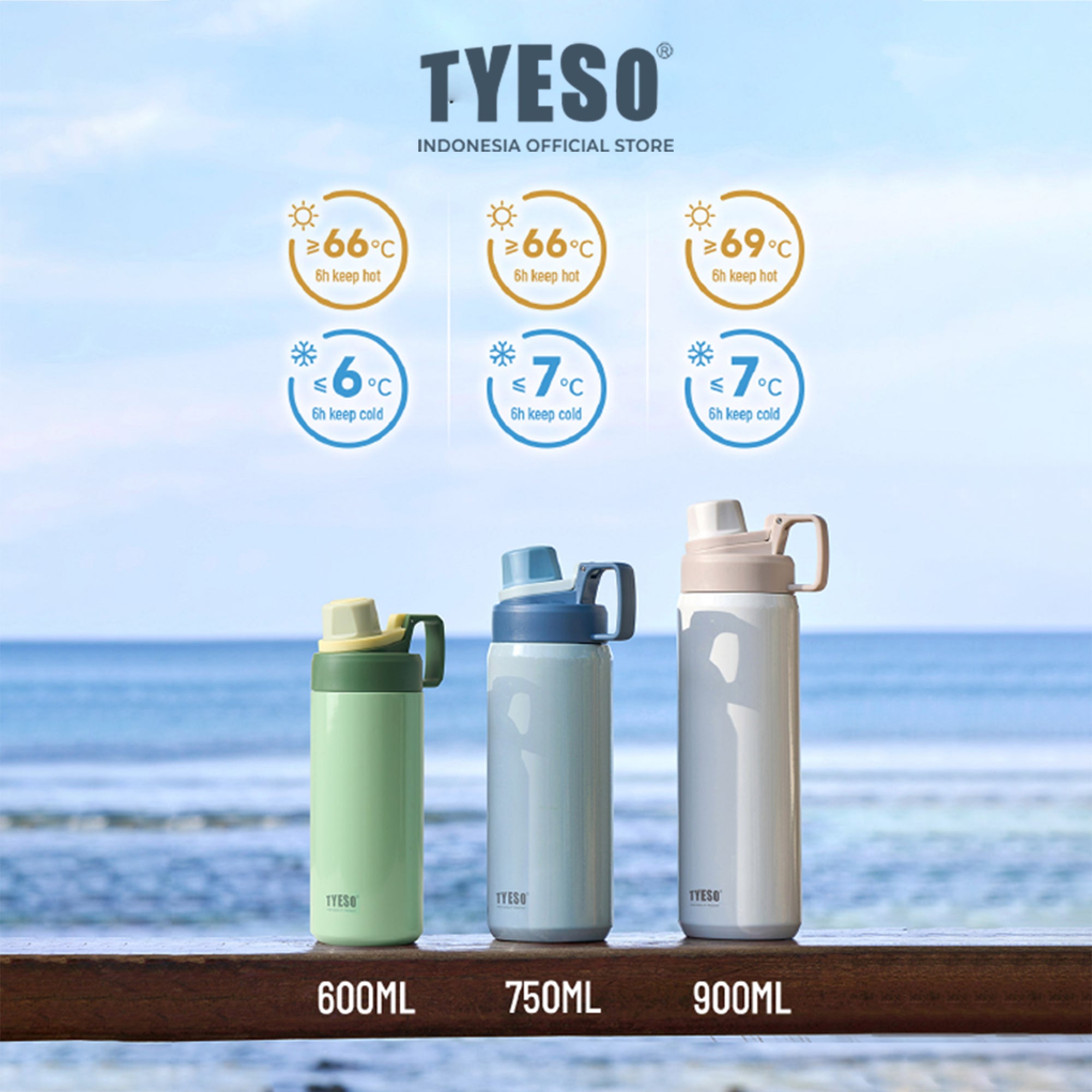 [ NEW PRODUCT ] Tyeso Tumbler Sport 750 ML Stainless Steel Vacuum Insulated With Handle TS-01009 BPA FREE 25 Oz