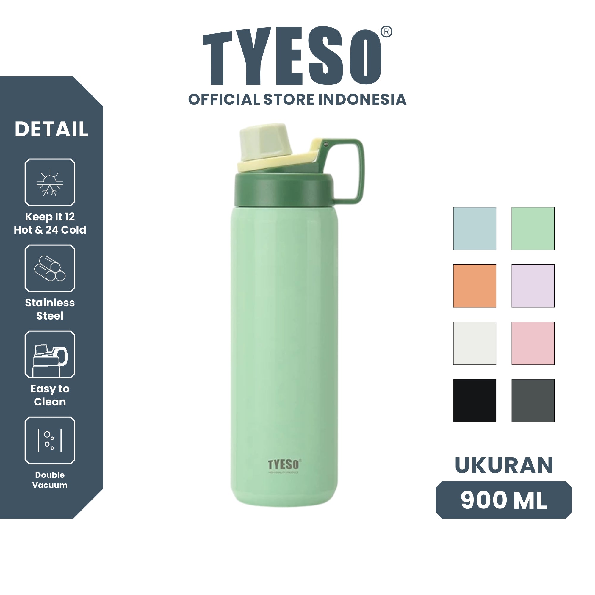 [ NEW PRODUCT ] Tyeso Tumbler Sport 900 ML Stainless Steel Vacuum Insulated With Handle TS-01010 BPA FREE 30 Oz