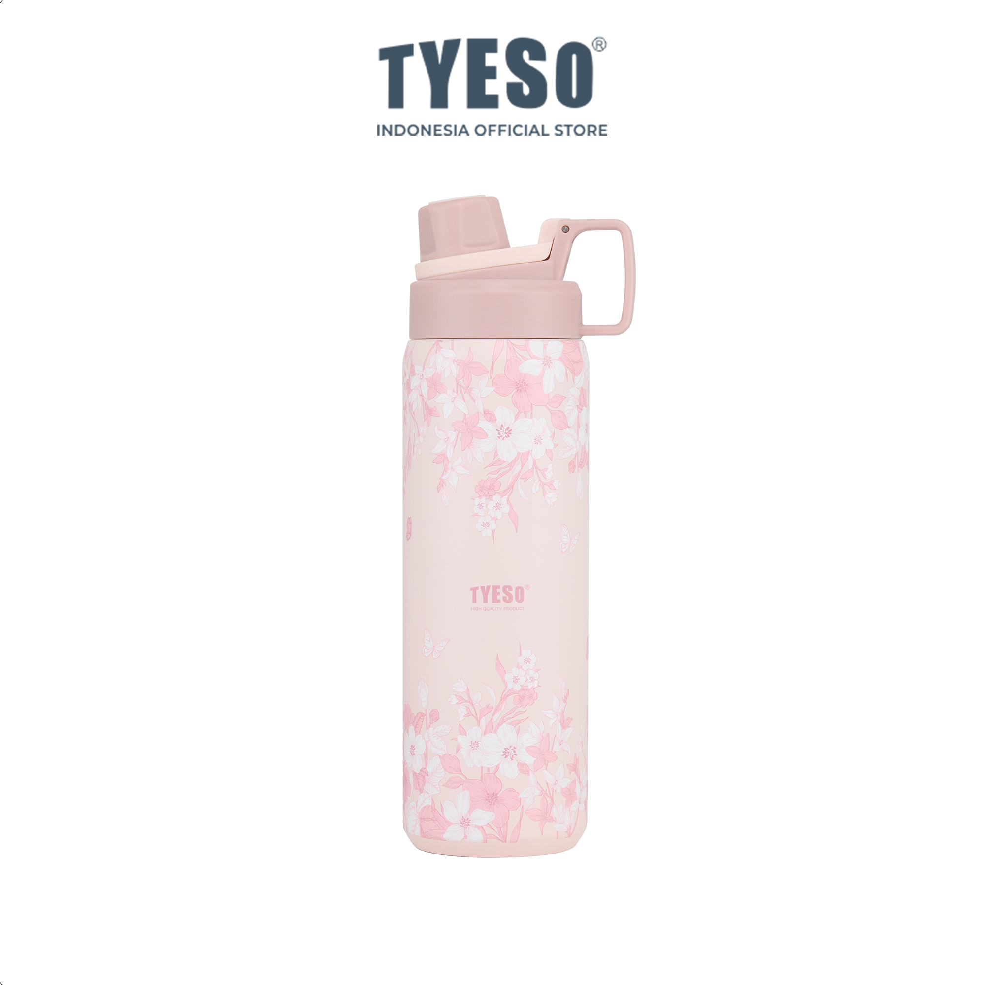 Tyeso Tumbler Floral Blush Collection Insulated Soft Pink Stainless Steel Vacuum Cup BPA FREE