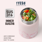 Tyeso Tumbler Floral Blush Collection Insulated Soft Pink Stainless Steel Vacuum Cup BPA FREE