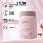 Tyeso Tumbler Floral Blush Collection Insulated Soft Pink Stainless Steel Vacuum Cup BPA FREE