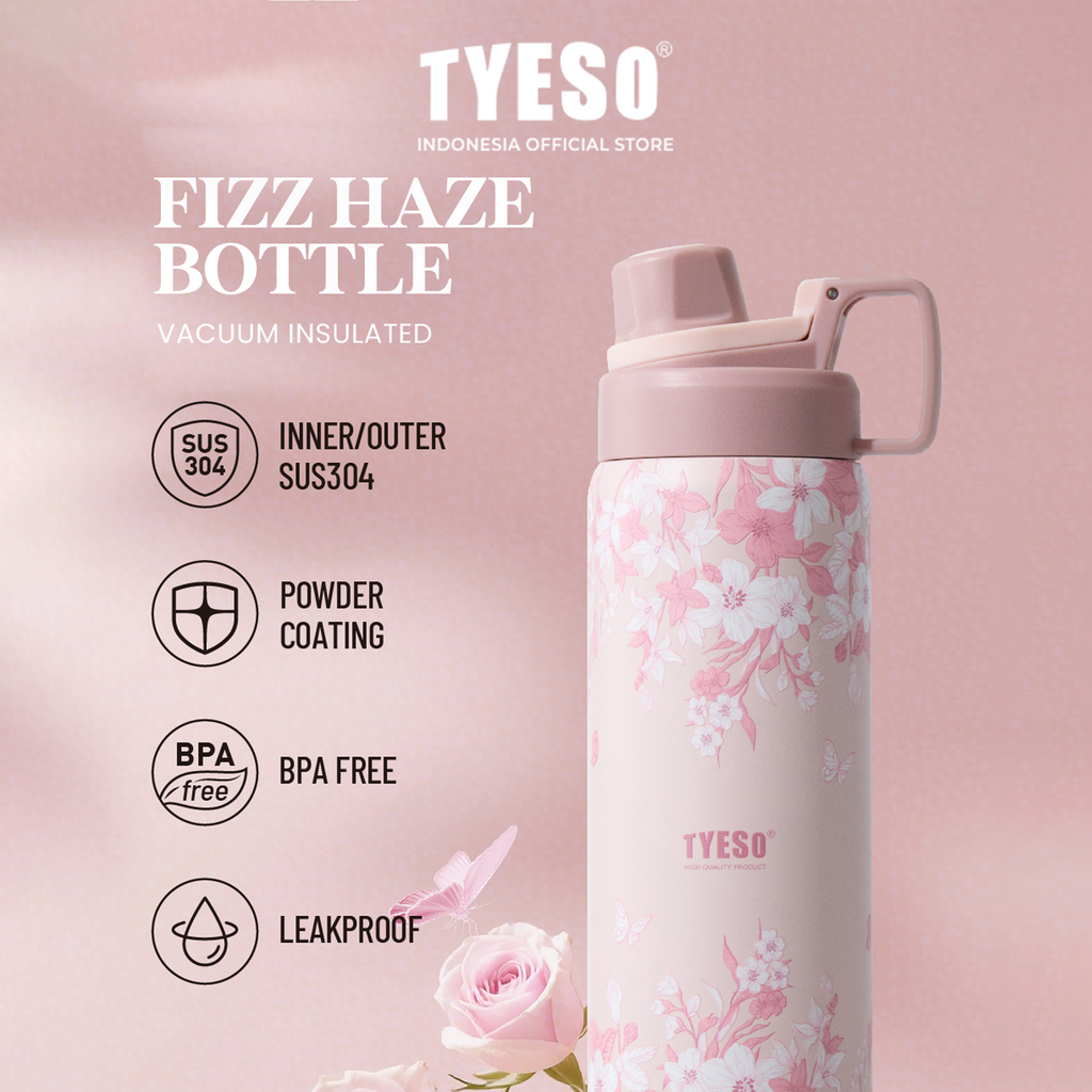 Tyeso Tumbler Floral Blush Collection Insulated Soft Pink Stainless Steel Vacuum Cup BPA FREE