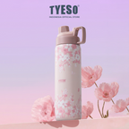 Tyeso Tumbler Floral Blush Collection Insulated Soft Pink Stainless Steel Vacuum Cup BPA FREE