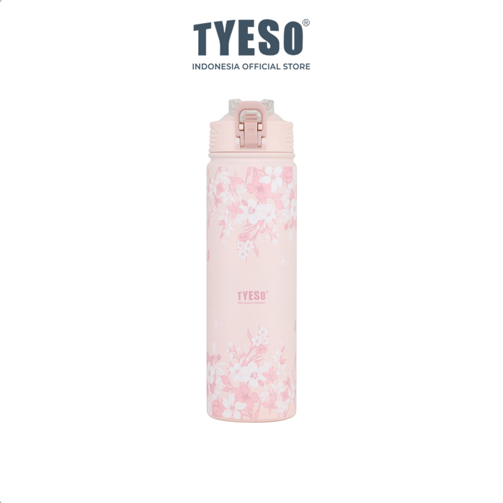 Tyeso Tumbler Floral Blush Collection Insulated Soft Pink Stainless Steel Vacuum Cup BPA FREE
