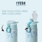 Tyeso Tumbler Floral Mist Blue Collection Insulated Soft Blue Stainless Steel Vacuum Cup BPA FREE