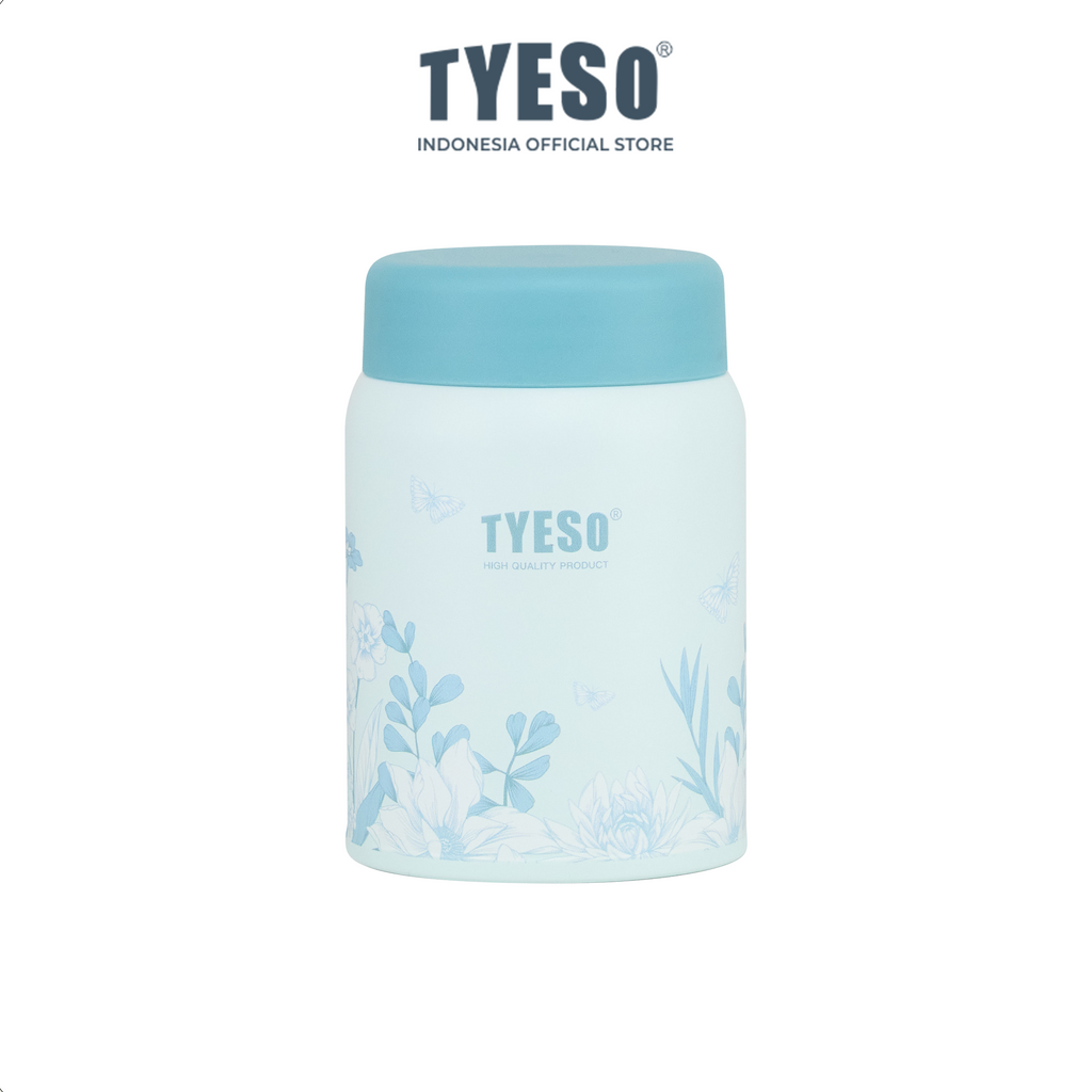 Tyeso Tumbler Floral Mist Blue Collection Insulated Soft Blue Stainless Steel Vacuum Cup BPA FREE