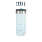 Tyeso Tumbler Floral Mist Blue Collection Insulated Soft Blue Stainless Steel Vacuum Cup BPA FREE