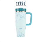 Tyeso Tumbler Floral Mist Blue Collection Insulated Soft Blue Stainless Steel Vacuum Cup BPA FREE