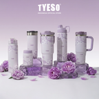 Tyeso Tumbler Floral Veil Lavender Collection Soft Purple Insulated Stainless Steel Vacuum Cup BPA FREE