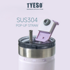 Tyeso Tumbler Floral Veil Lavender Collection Soft Purple Insulated Stainless Steel Vacuum Cup BPA FREE
