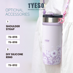 Tyeso Tumbler Floral Veil Lavender Collection Soft Purple Insulated Stainless Steel Vacuum Cup BPA FREE