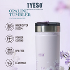 Tyeso Tumbler Floral Veil Lavender Collection Soft Purple Insulated Stainless Steel Vacuum Cup BPA FREE