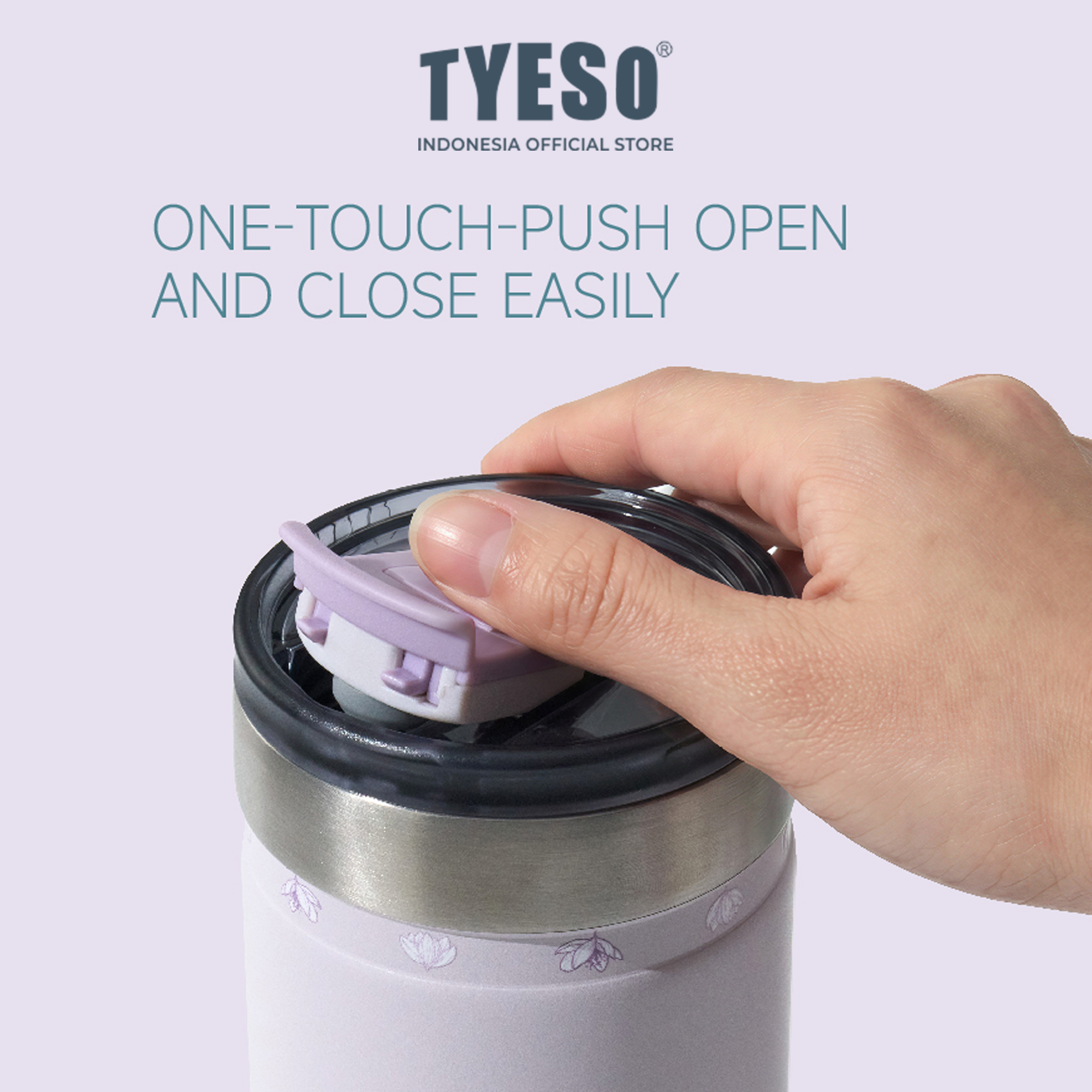 Tyeso Tumbler Floral Veil Lavender Collection Soft Purple Insulated Stainless Steel Vacuum Cup BPA FREE