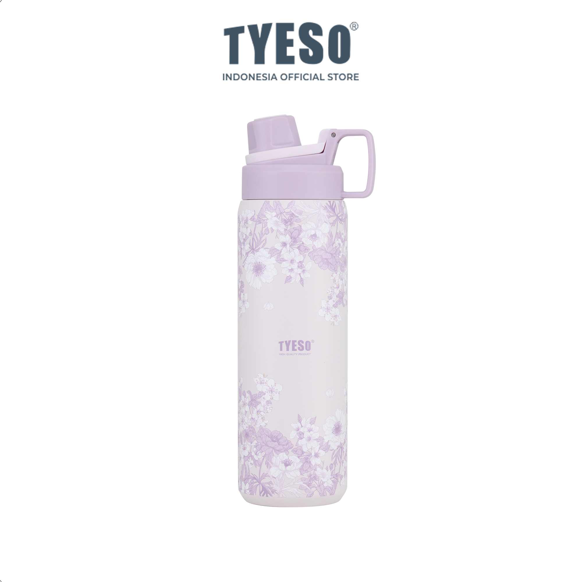 Tyeso Tumbler Floral Veil Lavender Collection Soft Purple Insulated Stainless Steel Vacuum Cup BPA FREE