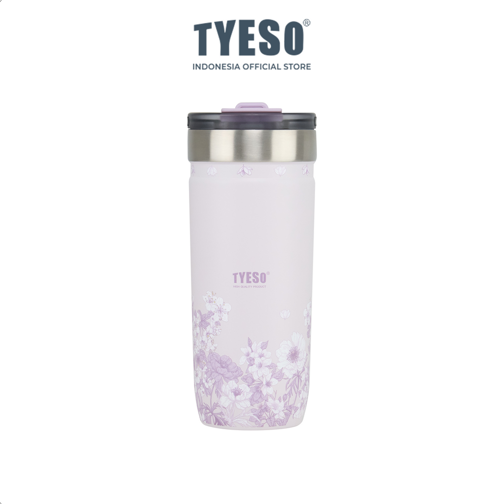 Tyeso Tumbler Floral Veil Lavender Collection Soft Purple Insulated Stainless Steel Vacuum Cup BPA FREE