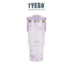 Tyeso Tumbler Floral Veil Lavender Collection Soft Purple Insulated Stainless Steel Vacuum Cup BPA FREE