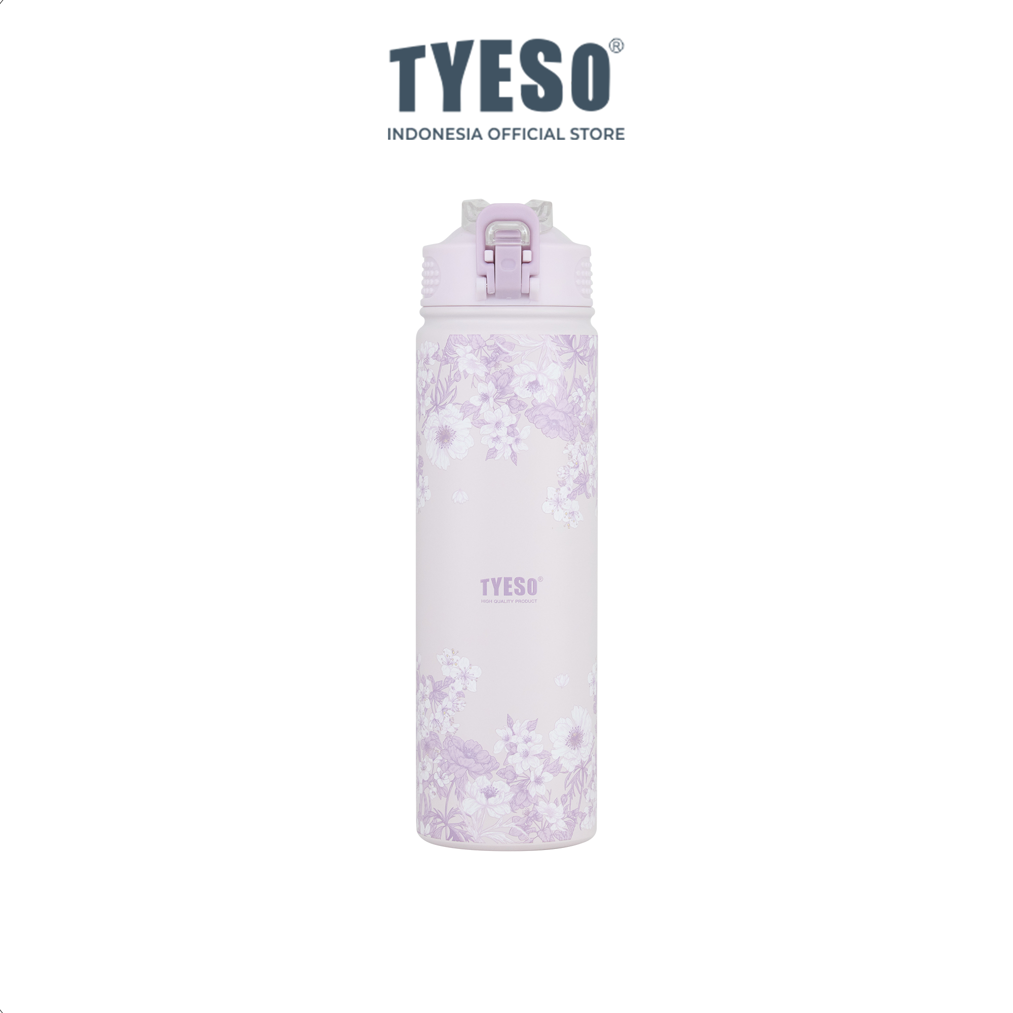 Tyeso Tumbler Floral Veil Lavender Collection Soft Purple Insulated Stainless Steel Vacuum Cup BPA FREE