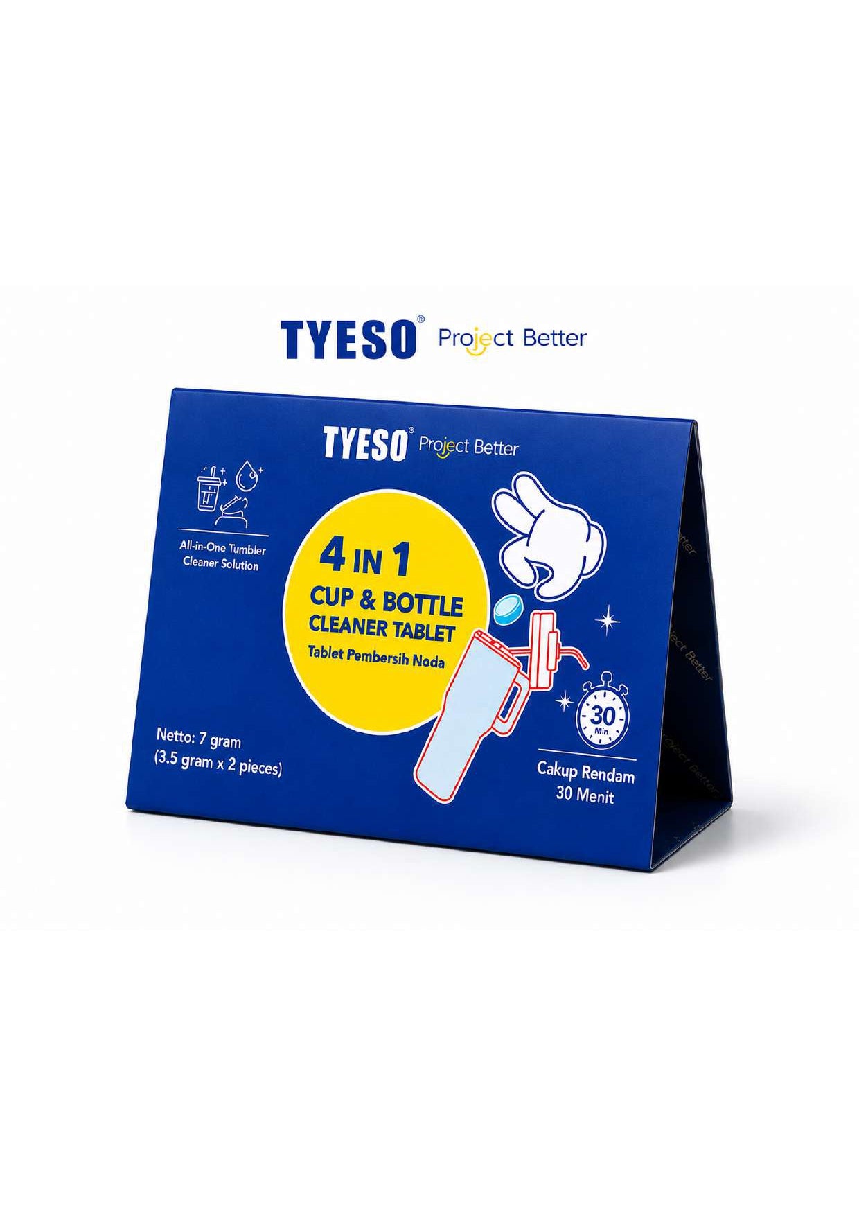 Tyeso X Project Better Cleaner Tablet 4in1 -  2 Tablet Pembersih Noda Tumbler Botol Cup Praktis Rendam 30 Menit