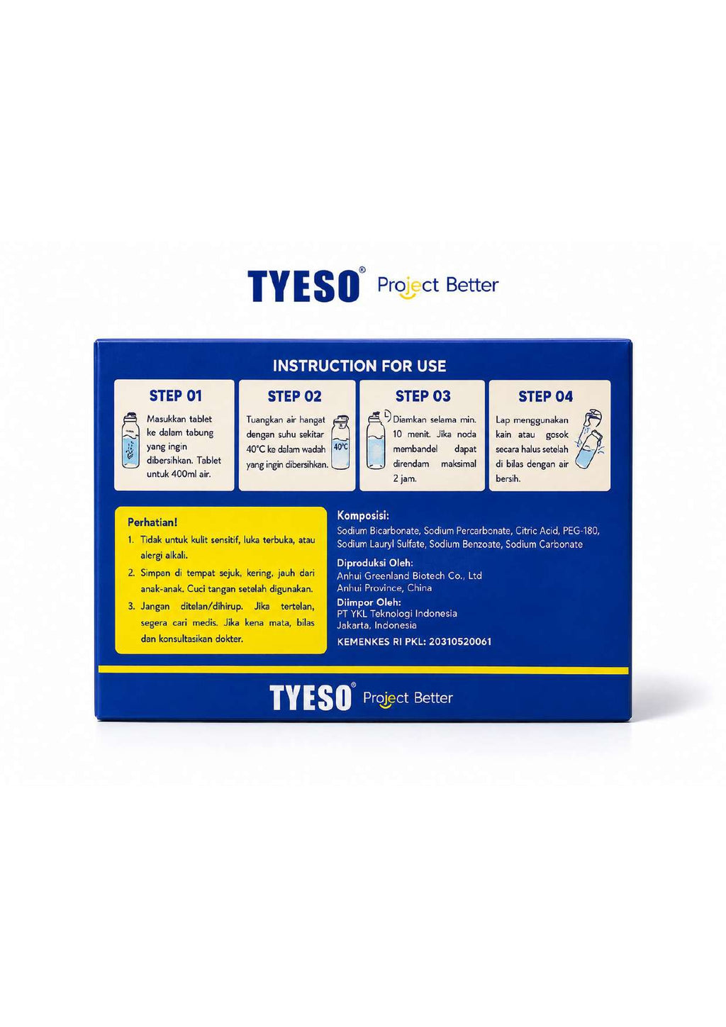 Tyeso X Project Better Cleaner Tablet 4in1 -  2 Tablet Pembersih Noda Tumbler Botol Cup Praktis Rendam 30 Menit