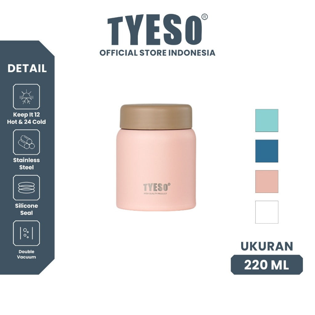 Food Jar TYESO TS-8764 Stainless Steel 220ML-Wadah Tempat Penyimpanan Bekal Makanan Tahan Panas Dan Dingin