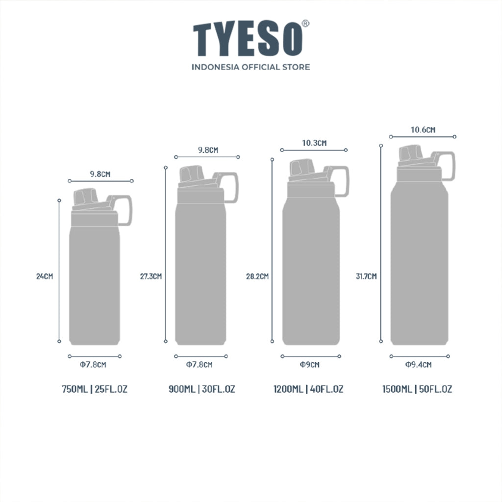[ NEW PRODUCT ] Tyeso Tumbler Sport Portable 1200 ML TS-01011 Doff Vacuum Insulated With Handdle BPA FREE 40 Oz