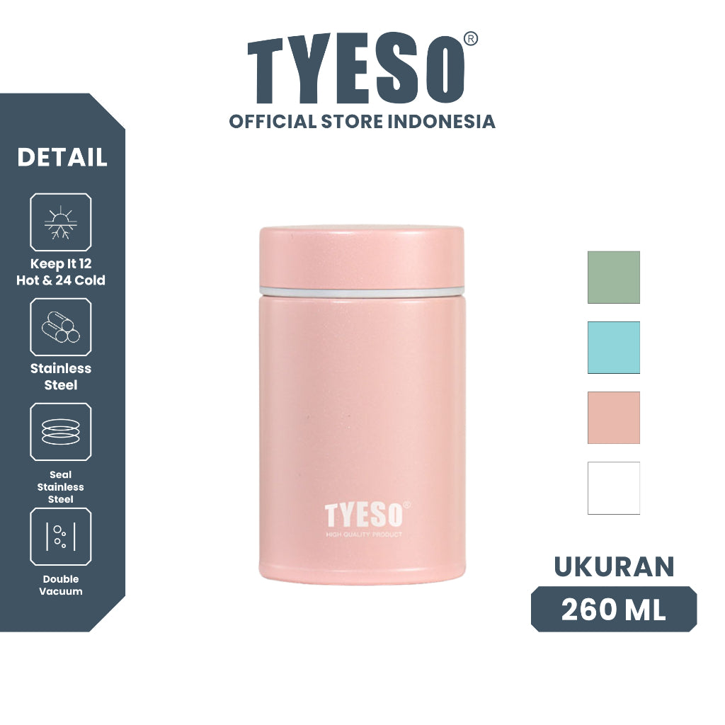 Food Jar TYESO 260ML  TS-8763A Stainless Steel -Wadah Tempat Penyimpanan Bekal Makanan Tahan Panas Dan Dingin