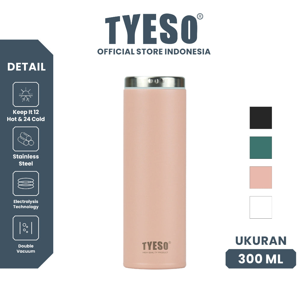Tyeso  300 ML Flat lid thermos cup  Stainless Steel TS-8751B Double Vacuum Insulated