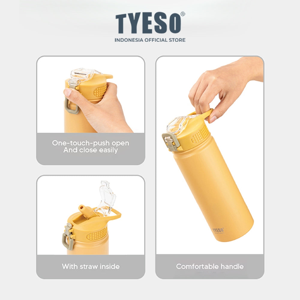 Tyeso Tumbler Botol Minum 600ml TS-8770C Stainless Steel Anti Tumpah Double Vacuum Insulated Sports