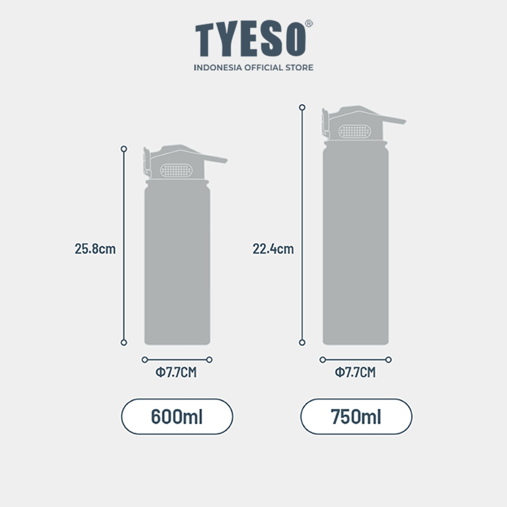 Tyeso Tumbler Botol Minum 600ml TS-8770C Stainless Steel Anti Tumpah Double Vacuum Insulated Sports