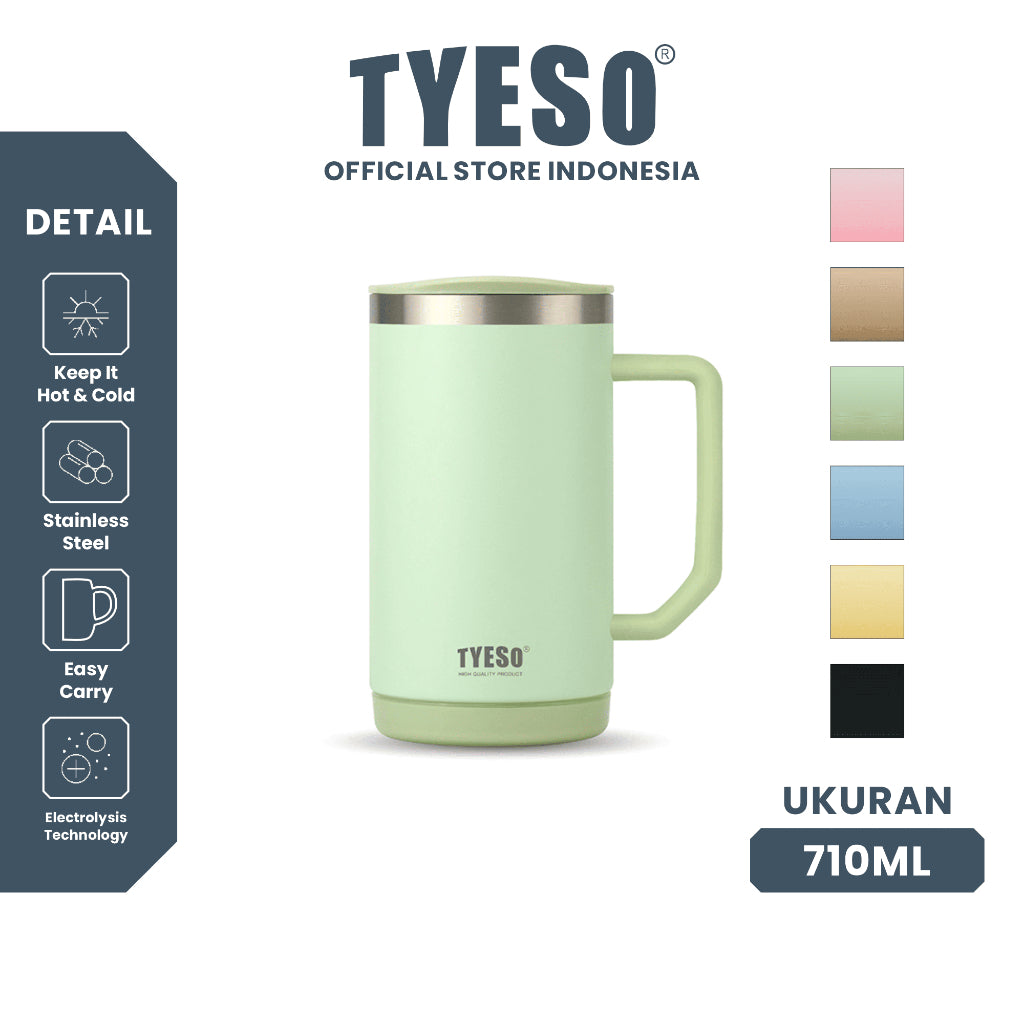 Tyeso CASK 710ml 2.0 Mug Kantor Stainless Steel Vacuum Insulated TS-02702 Tumbler Gagang Anti Panas
