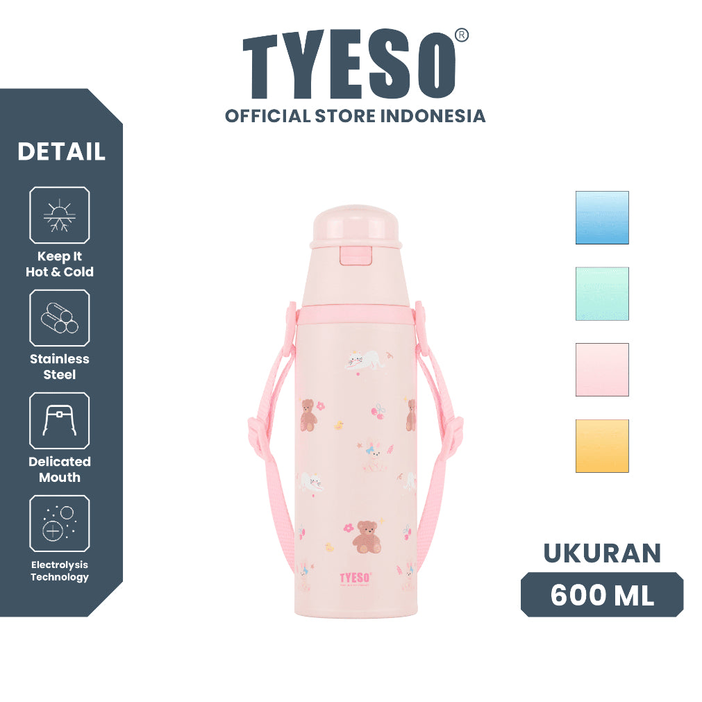 Tyeso TS-01-02805 Wonderland Vacum Insulated Kidz Bottle 600ml Stainless Steel BPA FREE 20 Oz