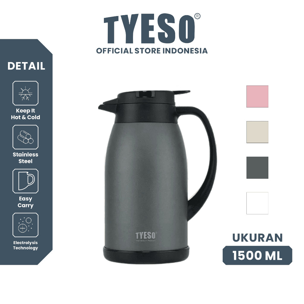 Tyeso TS-0102502 Haven home Vacuum Insulated Pot 1500ml Stainless Steel BPA FREE 51 Oz
