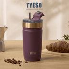 Tyeso Tumbler 550mL Leak Proof TS-01-01020 Plump Gold Silicone Handle Coffee Cup Portable BPA FREE FREE 18 Oz